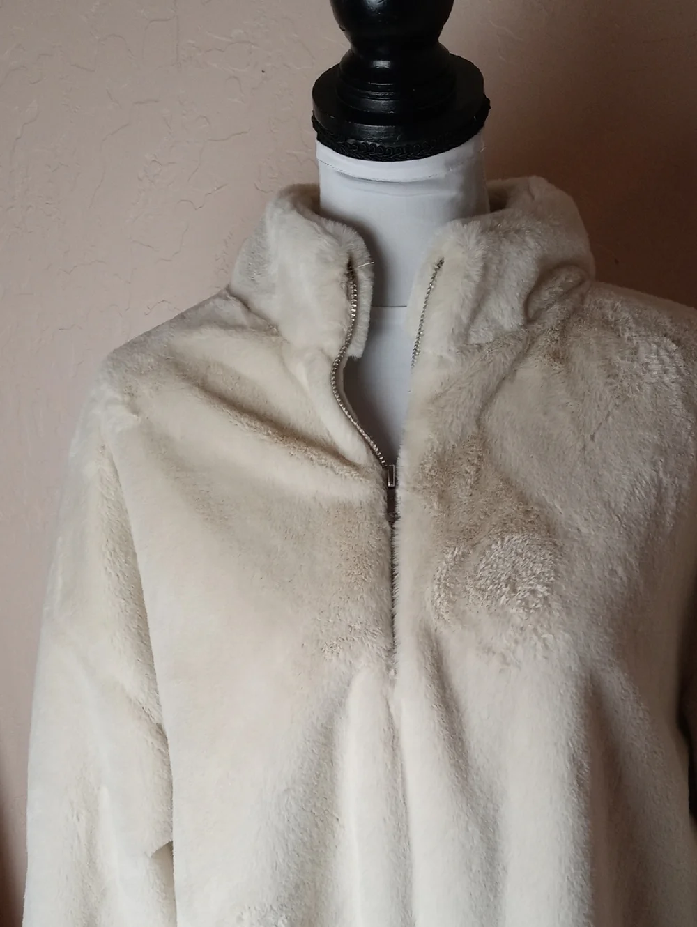 a new day Cream Plush Faux Fur Half-Zip Teddy Jacket_2